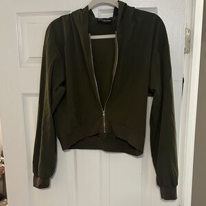 Kittenish Olive Green Zip Bomber Jacket